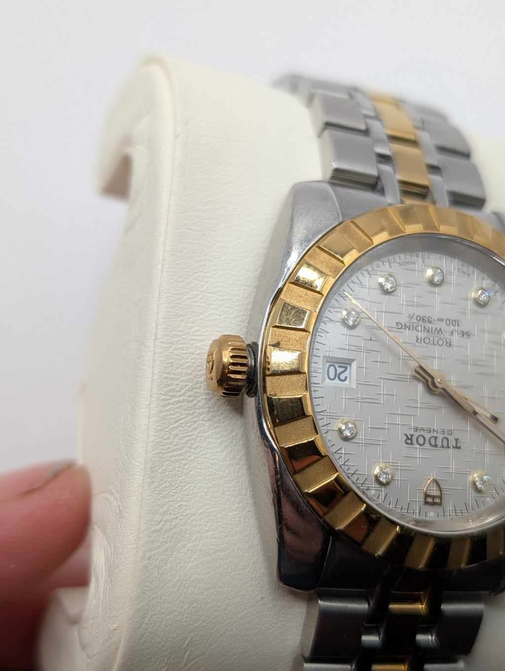 Tudor Classic Geneva 38mm Silver Diamond Linen Dial Automatic Watch Ref. 21013