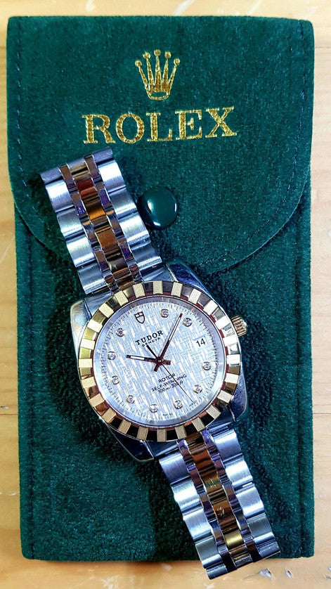 Tudor Classic Geneva 38mm Silver Diamond Linen Dial Automatic Watch Ref. 21013