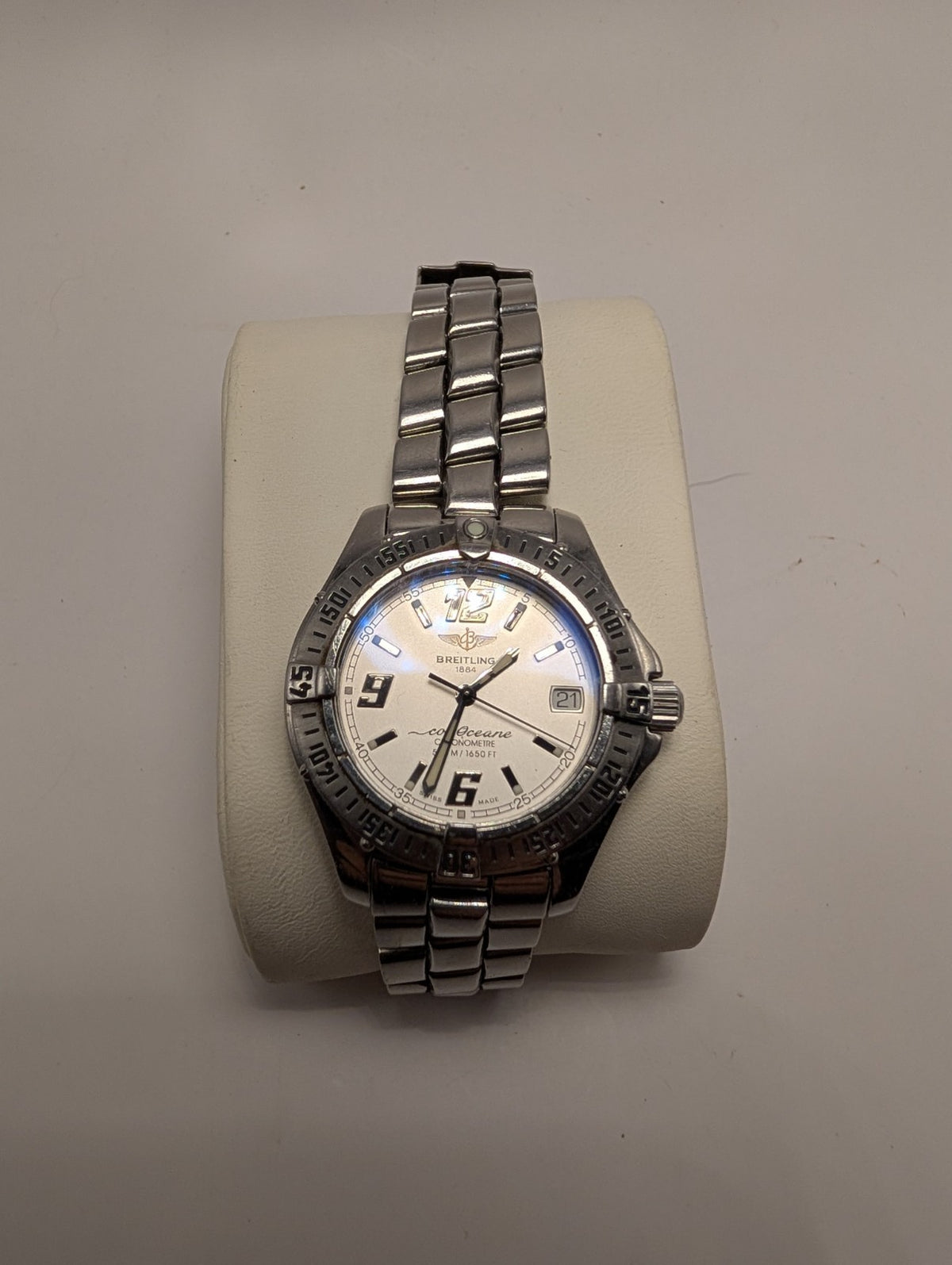 Breitling Colt Oceane 34mm Silver Dial Quartz Chronometre Watch A57350 With Box