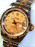 Tudor Princess Date 25mm – Two-Tone Gold Diamond Linen Dial (92413) Customized
