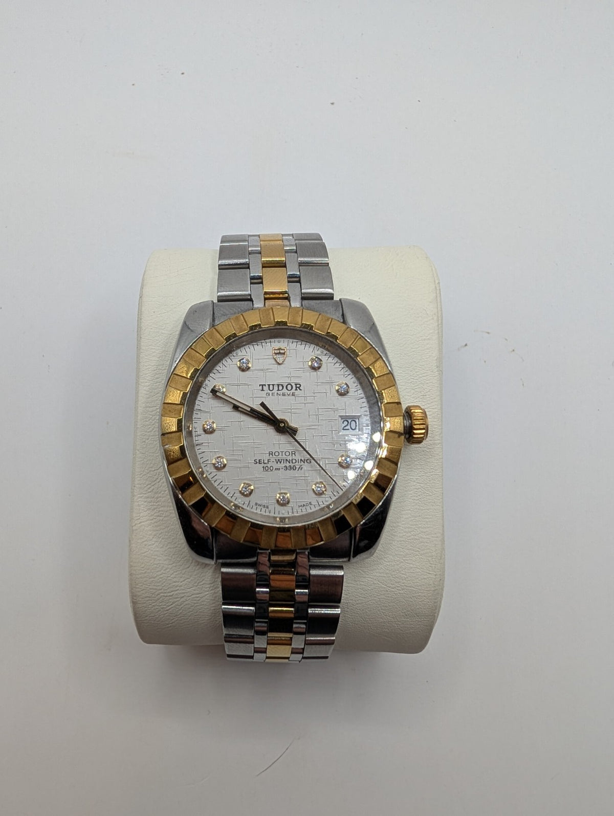 Tudor Classic Geneva 38mm Silver Diamond Linen Dial Automatic Watch Ref. 21013