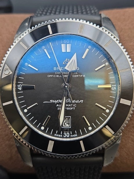 Breitling Superocean Heritage II B20 46mm Black Auto AB2020 Rubber Deployant
