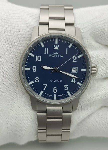 Fortis Flieger Pilot 40mm Automatic – Matte Blue Dial (Ref. 595.10.46.1)