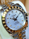 Tudor Classic Geneva 38mm Silver Diamond Linen Dial Automatic Watch Ref. 21013