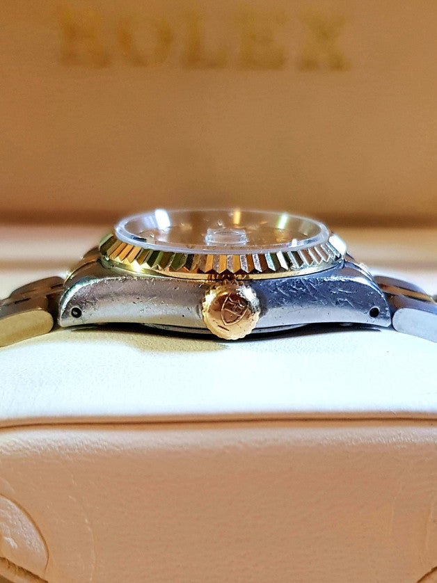 Tudor Princess Date 25mm – Two-Tone Gold Diamond Linen Dial (92413) Customized