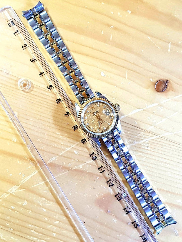 Tudor Princess Date 25mm – Two-Tone Gold Diamond Linen Dial (92413) Customized