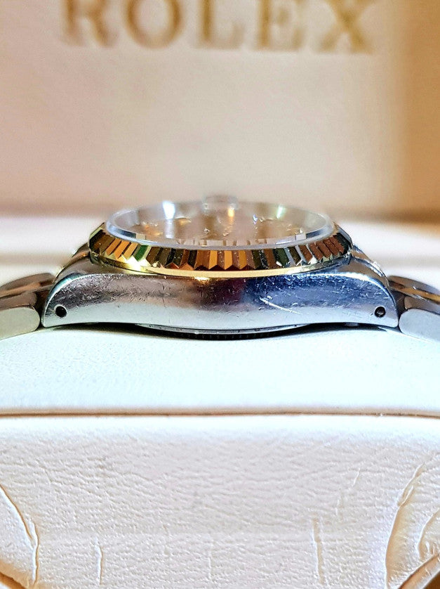 Tudor Princess Date 25mm – Two-Tone Gold Diamond Linen Dial (92413) Customized
