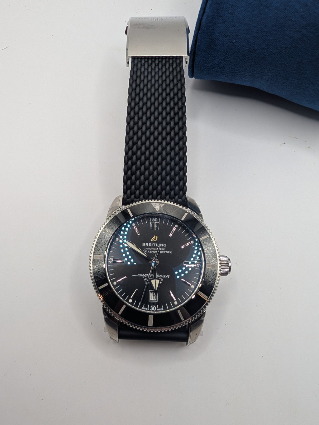 Breitling Superocean Heritage II B20 46mm Black Auto AB2020 Rubber Deployant