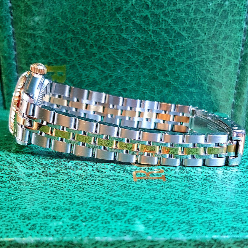 Tudor Princess Date 25mm – Two-Tone Gold Diamond Linen Dial (92413) Customized