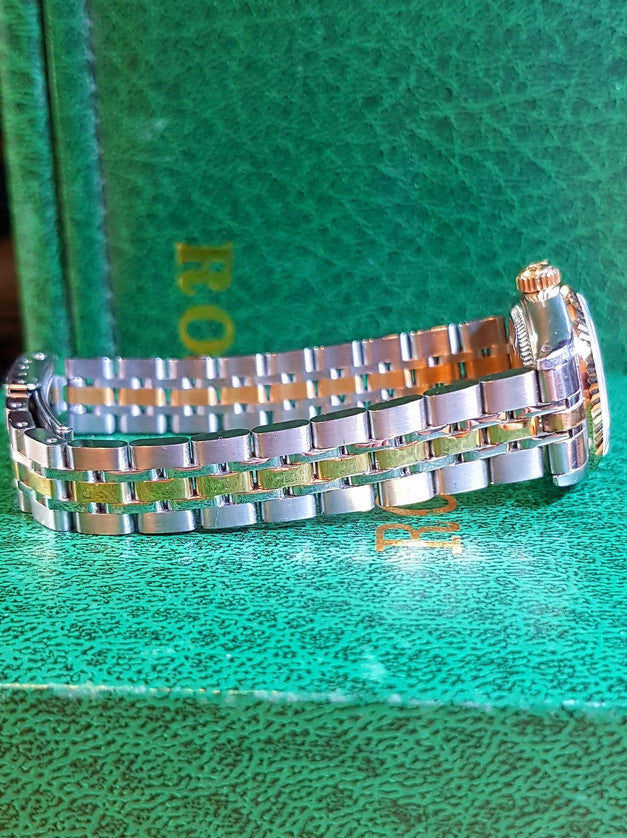 Tudor Princess Date 25mm – Two-Tone Gold Diamond Linen Dial (92413) Customized